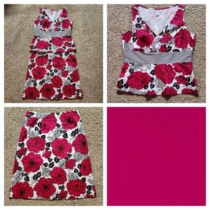 VTG Dorby 2 piece skirt set Size 12 Colors magenta black white